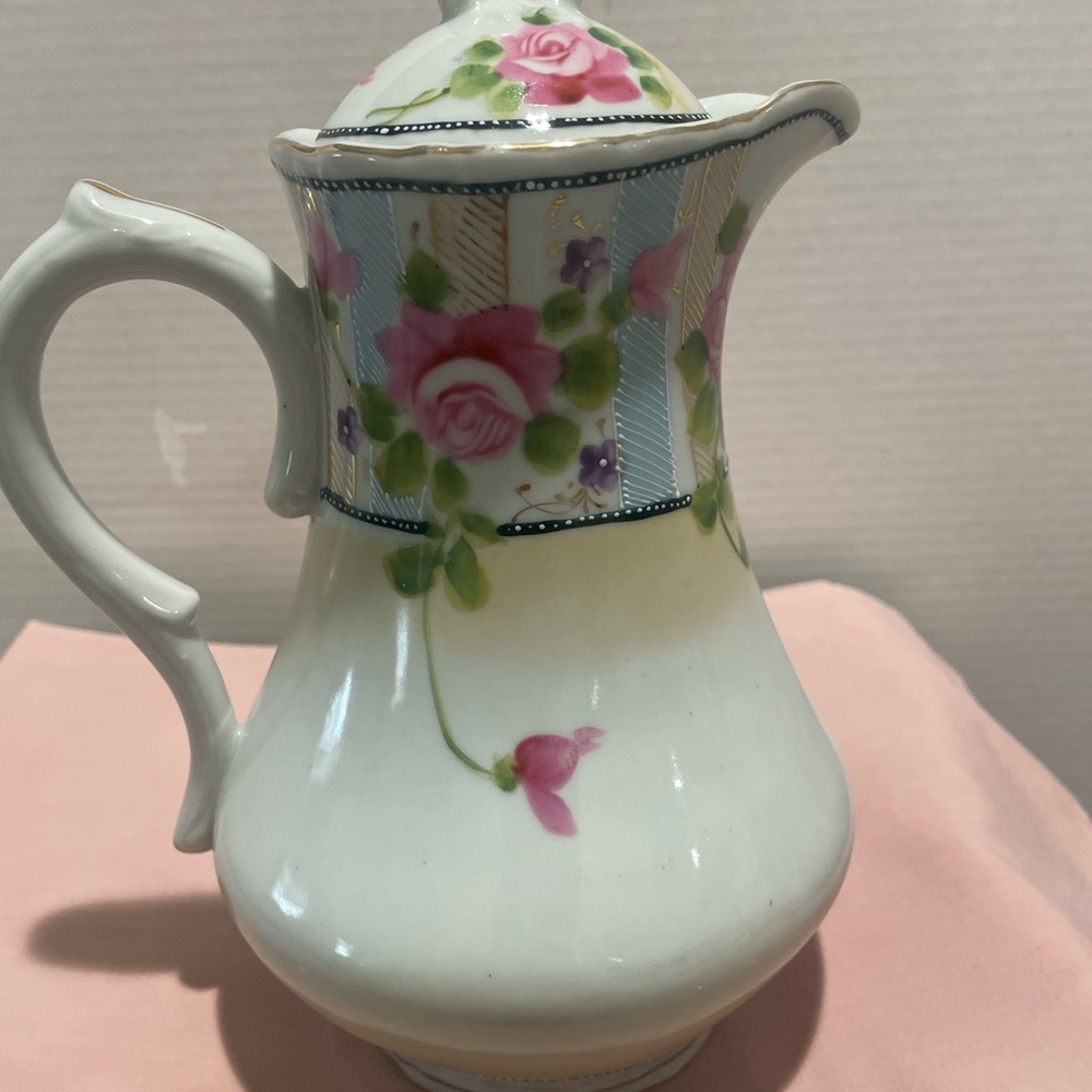 Floral Ceramic Pitcher with Lid